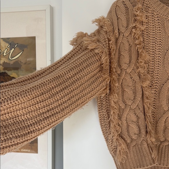 Sadie & Sage Tan Crew Neck Sweater with Ruffle Accents - Picture 4 of 8